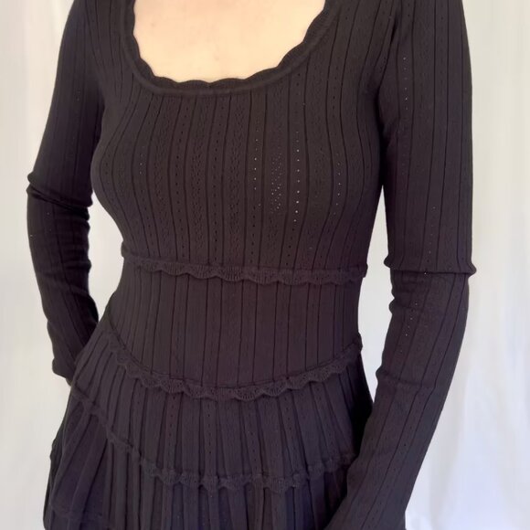 LSF Lavender Stretch Pointelle Mini Dress - Black - Picture 5 of 6